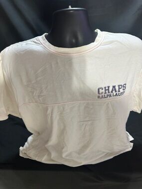 Chaps Ralph Lauren White Logo Tee-retro design-size XL-#565